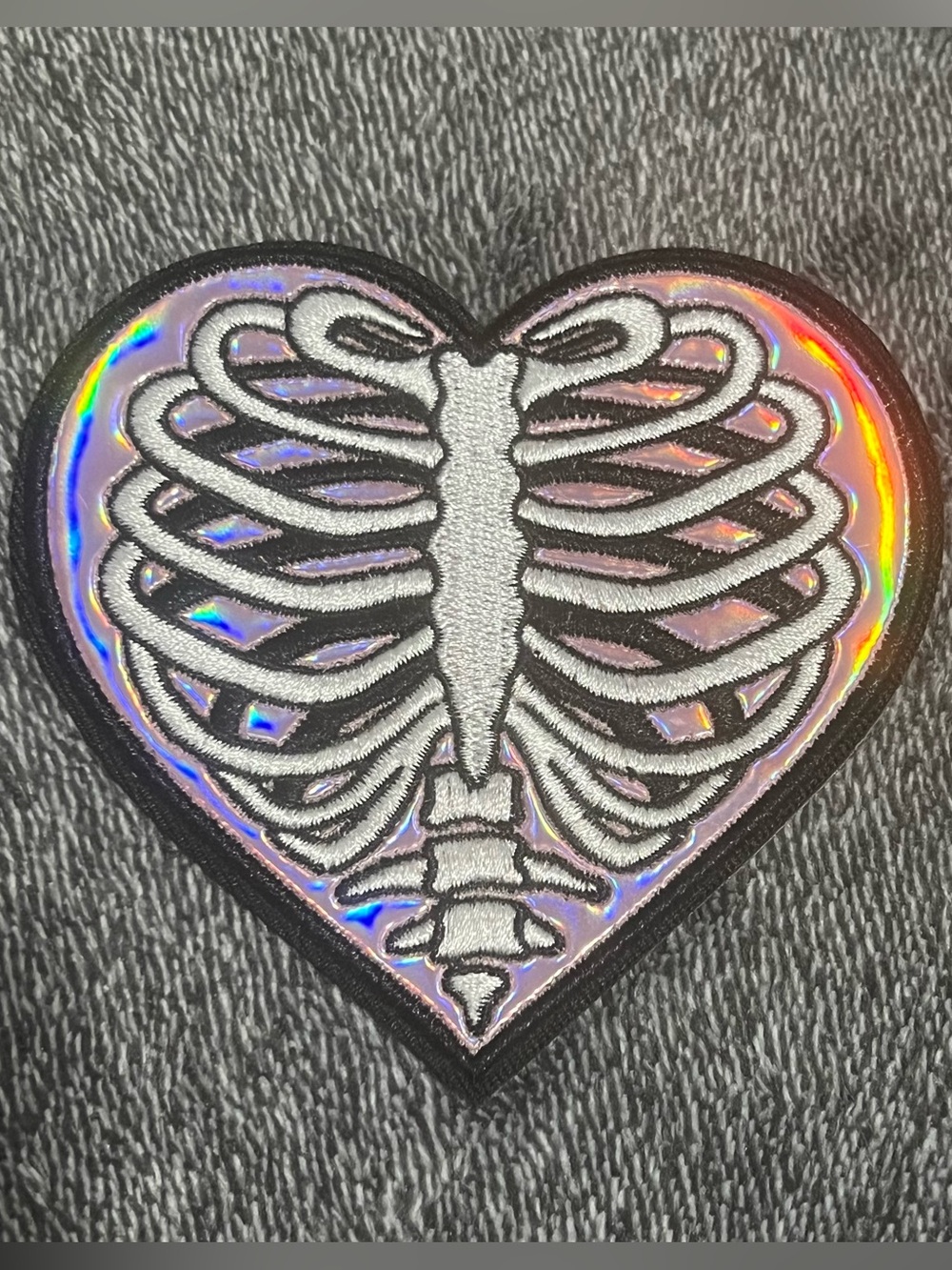 Loungefly Black Heart Ribcage Iron-On Patch